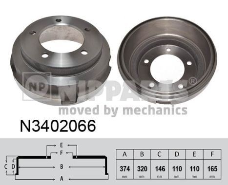 NIPPARTS Ταμπούρο N3402066 Σετ φρένων ταμπουρόφρενα NIPPARTS Toyota RAV 4 N3402066