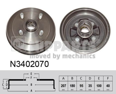 NIPPARTS Remtrommel N3402070 Remtrommels TOYOTA NIPPARTS N3402070