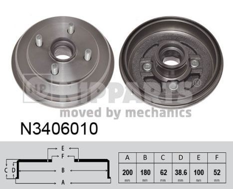 NIPPARTS Bremstrommel N3406010 N3406010 Bremstrommeln NIPPARTS RENAULT MODUS