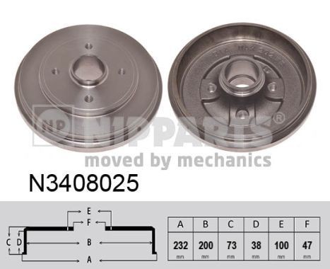 NIPPARTS Bremsetrommel N3408025 N3408025 NIPPARTS Bremsetrommel Subaru billige