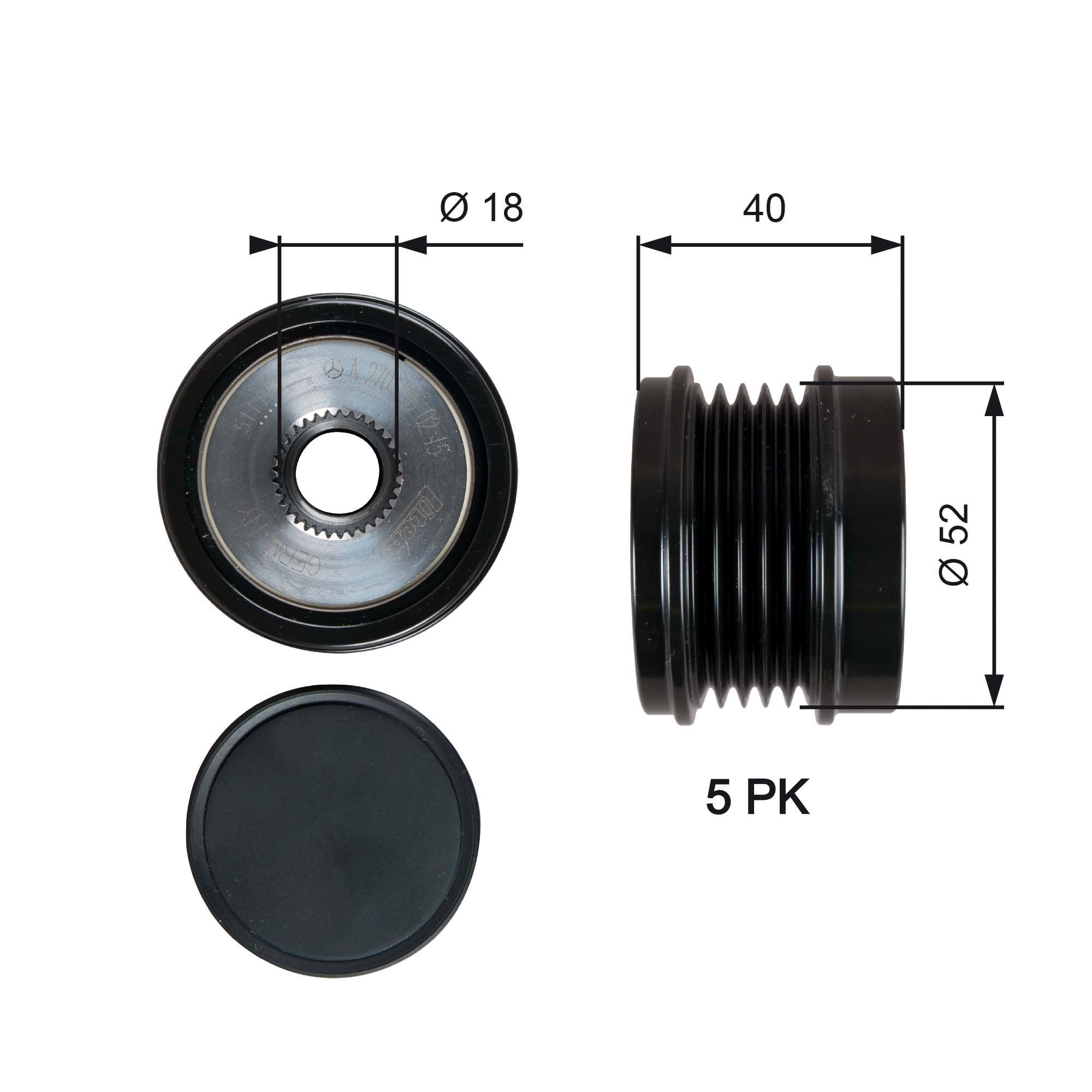 GATES Frihjulskoppling, generator OAP7209 OAP7209 GATES frihjul generator Mercedes 100