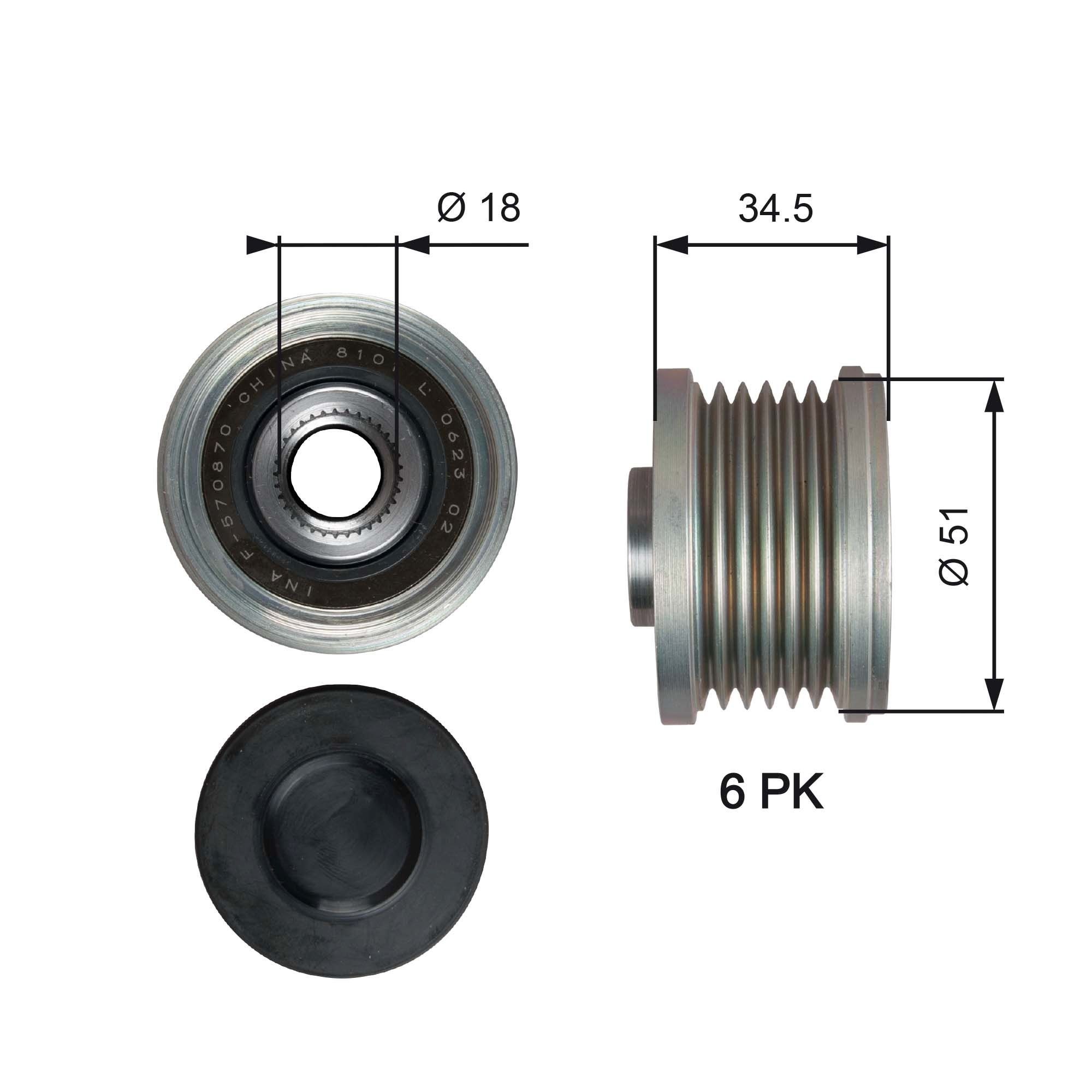 GATES Alternator - sprzęgło jednokierunkowe OAP7218 Zestawy naprawcze Mazda 6 GJ Kombi: Alternator - sprzęgło jednokierunkowe GATES DriveAlign OAP7218