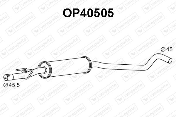 VENEPORTE Mittenljuddämpare OP40505 OPEL mellan ljuddämpare VENEPORTE OP40505