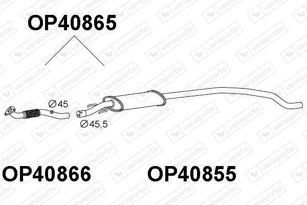 Silenziatore anteriore VENEPORTE OP40865 VENEPORTE OP40865 Risuonatore scarico Opel CORSA 2011