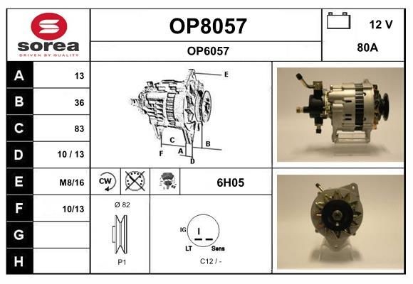 SNRA Generator OP8057 SNRA OP8057 Generator Trooper II SUV Cabriolet (UB) original