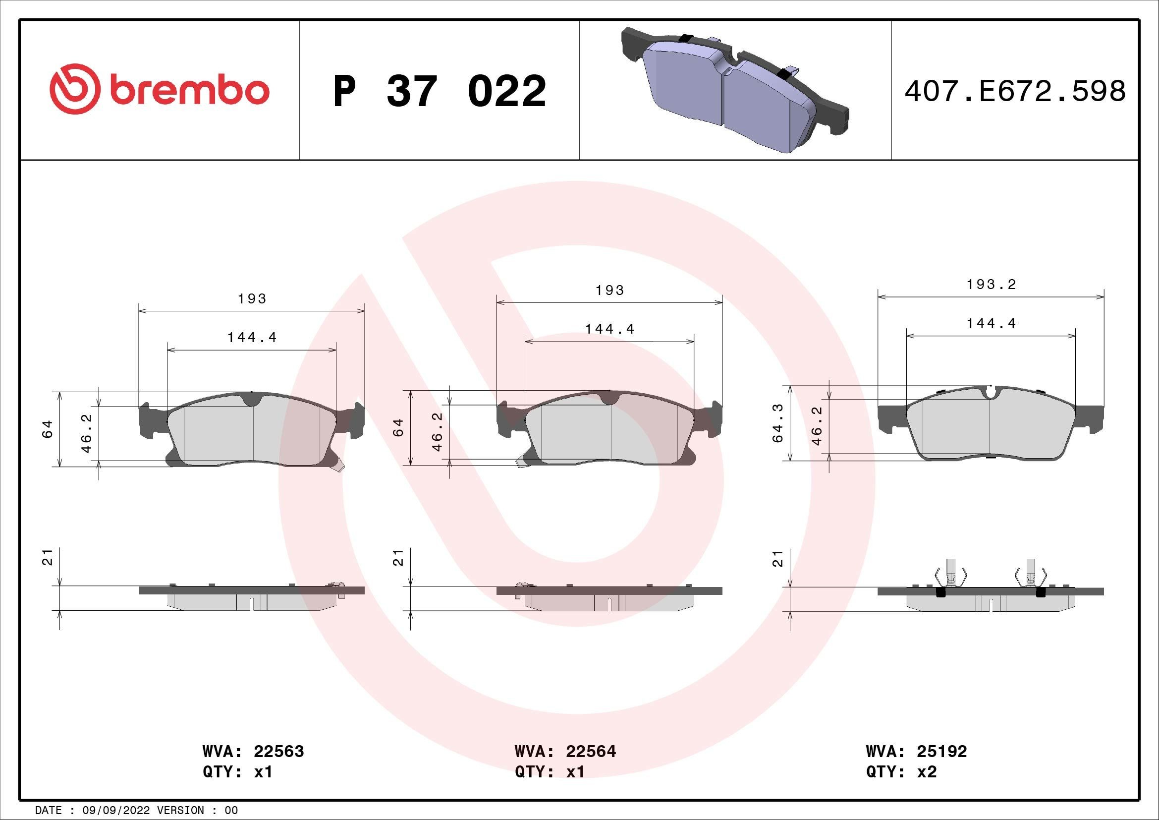 Kit pastiglie freni BREMBO P 37 022 BREMBO Prime P 37 022 costo Pastiglie dei freni Jeep GRAND CHEROKEE 2019