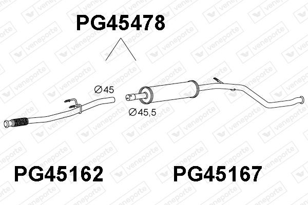 VENEPORTE Midtre lydpotte PG45478 Midtre lyddemper VENEPORTE 208 PG45478 billige