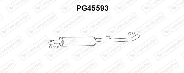 VENEPORTE Uitlaat middendemper PG45593 Middendemper VENEPORTE PEUGEOT PG45593