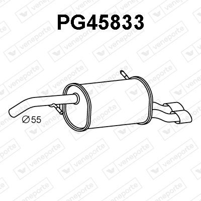 VENEPORTE Bakre eksospotte PG45833 Bakre lyddemper VENEPORTE Peugeot 106 PG45833