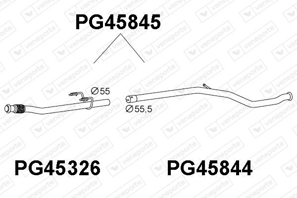 VENEPORTE Eksosrør PG45845 Eksosrør VENEPORTE Peugeot 406 PG45845