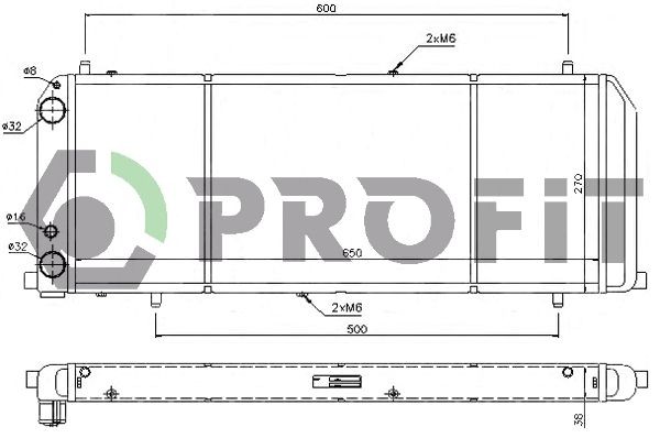 PROFIT Chladič motora PR 0012A7 Chladič vody AUDI PROFIT PR 0012A7