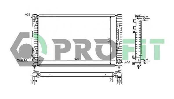 PROFIT Køler, motorkøling PR 0014A1 Radiator SKODA PROFIT PR 0014A1