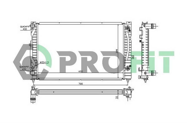 PROFIT Radiateur du moteur PR 0017A1 Radiateur d'eau AUDI PROFIT PR 0017A1