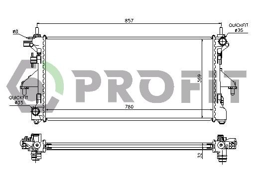 PROFIT Radiador, arrefecimento do motor PR 0540N3 Radiador arrefecimento PROFIT FIAT PR 0540N3