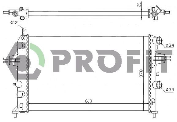 PROFIT Ψυγείο, ψύξη κινητήρα PR 5054A3 PR 5054A3 Ψυγειο νερου PROFIT SAAB 9-3