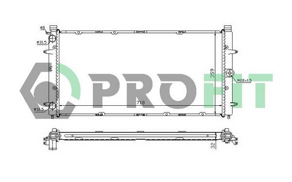 PROFIT Chladič motora PR 9567A1 PROFIT Chladič vody SKODA PR 9567A1