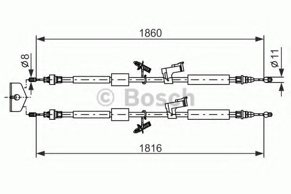 BOSCH Tautrekk, håndbremse 1 987 482 189 Bremsekabel BOSCH Ford TOURNEO CUSTOM 1 987 482 189