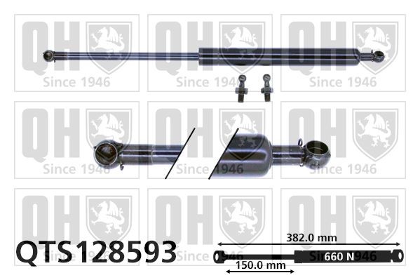 QUINTON HAZELL Bagklapsdæmper QTS128593 Gasfjeder bagklap QUINTON HAZELL MATIZ QTS128593 billig