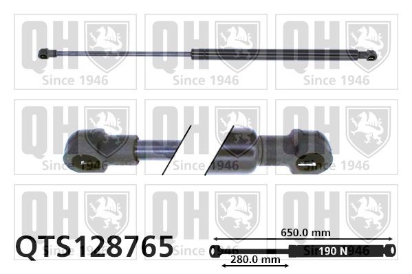 QUINTON HAZELL Mola pneumática, capot do motor QTS128765 Amortecedor do capô QUINTON HAZELL PEUGEOT QTS128765