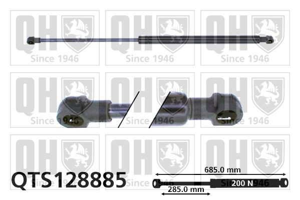 QUINTON HAZELL Αμορτ. αερίου, καπό κινητήρα QTS128885 Μπουκάλες καπό Peugeot 8B QTS128885 QUINTON HAZELL