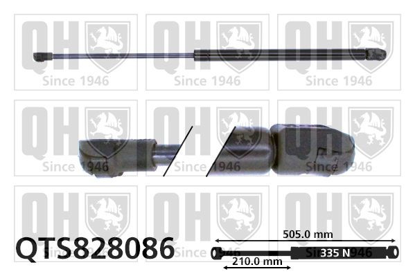 QUINTON HAZELL Gasfjäder till baklucka QTS828086 QTS828086 QUINTON HAZELL gasfjäder baklucka Peugeot 206