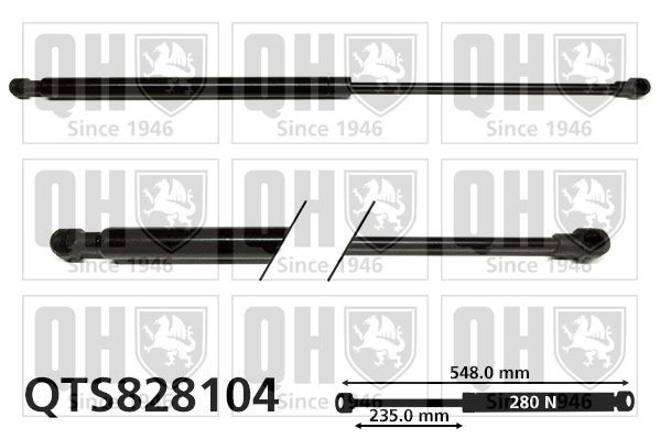 Gāzes atspere, Bagāžas / Kravas nodalījuma vāks QUINTON HAZELL QTS828104 QUINTON HAZELL QTS828104 Bagāžnieka amortizatori SUBARU JUSTY 2004