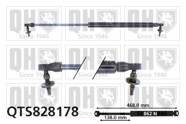 QUINTON HAZELL Vérin de coffre QTS828178 QUINTON HAZELL QTS828178 Vérins de coffre Nissan INTERSTAR d'origine