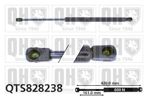 QUINTON HAZELL Gasfjäder till baklucka QTS828238 Skoda Roomster Praktik Gasfjäder baklucka QUINTON HAZELL QTS828238