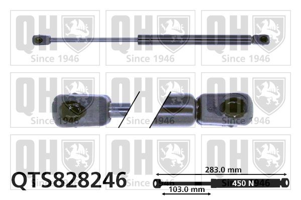 QUINTON HAZELL Gassfjær, motorpanser QTS828246 Panser demper QUINTON HAZELL VOLVO QTS828246