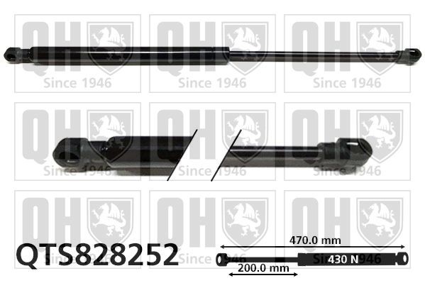 QUINTON HAZELL Bagklapsdæmper QTS828252 Gasdæmper bagklap QUINTON HAZELL CITROËN QTS828252