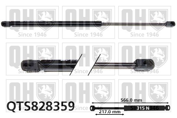QUINTON HAZELL Gasfjäder till baklucka QTS828359 QTS828359 Gasfjäder baklucka QUINTON HAZELL PEUGEOT 206