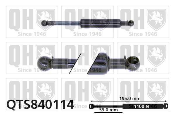 QUINTON HAZELL Gasfjeder, motorhjelm QTS840114 QUINTON HAZELL QTS840114 originale Peugeot 107 PN Gasfjeder motorhjelm hvad koster