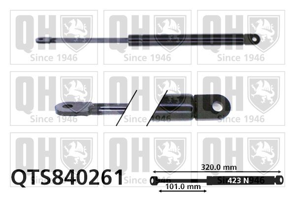 Bonnet strut QUINTON HAZELL QTS840261 QUINTON HAZELL QTS840261 Bonnet struts Porsche BOXSTER 2001