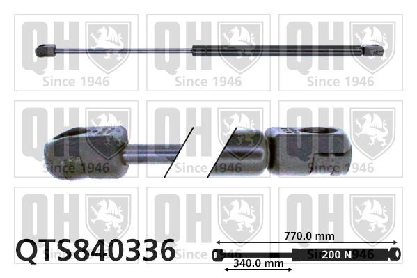 Mola pneumática, capot do motor QUINTON HAZELL QTS840336 QUINTON HAZELL QTS840336 Mola pneumática capot do motor SAAB 9-5 2004
