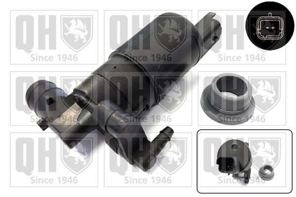Pompe d'eau de nettoyage, nettoyage des vitres QUINTON HAZELL QWP035 QUINTON HAZELL QWP035 Moteur de lave-glace Peugeot EXPERT 2004