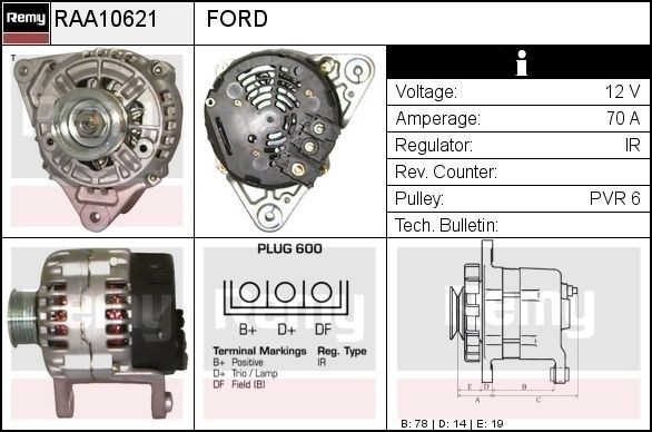 DELCO REMY Generator RAA10621 RAA10621 DELCO REMY dynastart Mazda 6