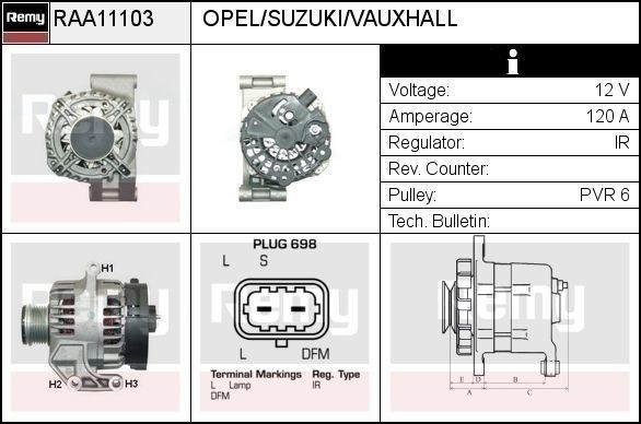 DELCO REMY Ģenerators RAA11103 Ģenerators DELCO REMY Suzuki SAMURAI RAA11103