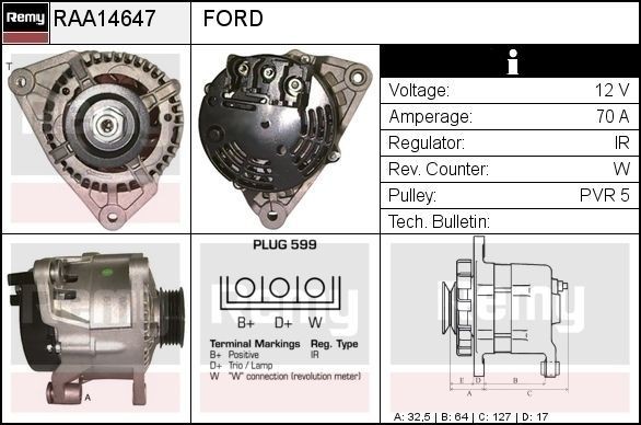 DELCO REMY Alternatore RAA14647 RAA14647 Alternatore DELCO REMY MAZDA 3 costo