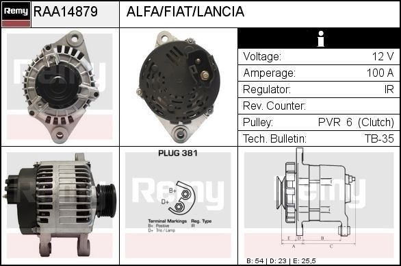 DELCO REMY Alternateur RAA14879 Dynamo DELCO REMY 155 RAA14879 pas cher