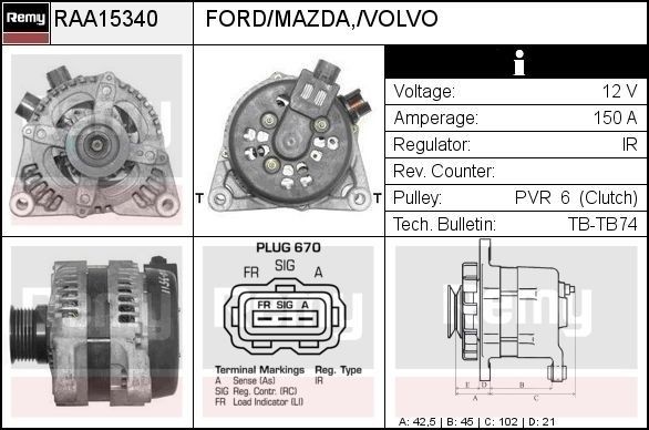 DELCO REMY Alternatore RAA15340 RAA15340 Alternatore DELCO REMY VOLVO 850 costo