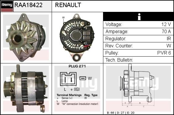 DELCO REMY Generator RAA18422 Generator DELCO REMY XC40 RAA18422 billig