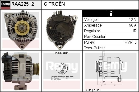 DELCO REMY Alternatore RAA22512 RAA22512 costo Alternatore FIAT DOBLO DELCO REMY