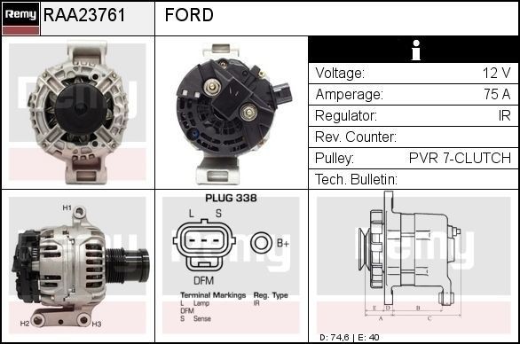 DELCO REMY Generator RAA23761 Alternator DELCO REMY TRANSIT COURIER RAA23761 billig