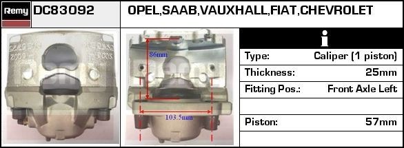 DELCO REMY Étrier de frein RAB94103 Étrier DELCO REMY TESLA RAB94103