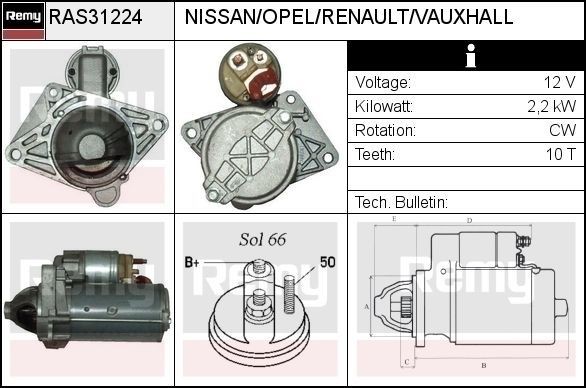 DELCO REMY Motor de arranque RAS31224 RAS31224 DELCO REMY Motor de arranque Opel baratos