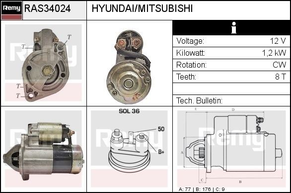 DELCO REMY Starter RAS34024 Starter DELCO REMY TUCSON RAS34024 billige