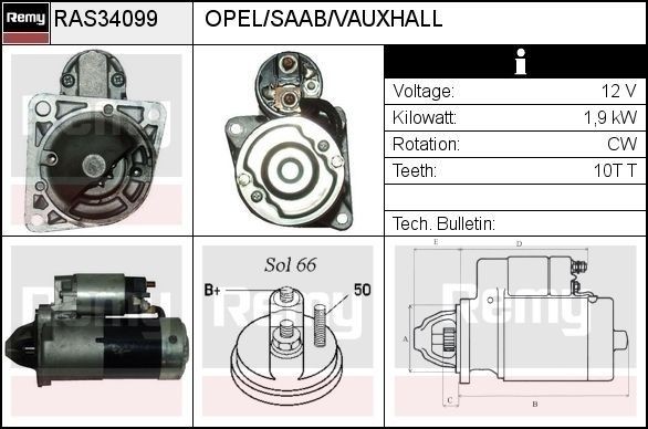 DELCO REMY Motor de arranque RAS34099 DELCO REMY Motor de arranque OPEL RAS34099
