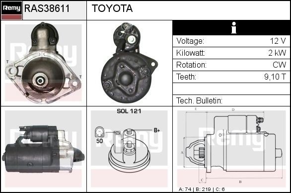DELCO REMY Starter RAS38611 Starter DELCO REMY PREVIA RAS38611 odav