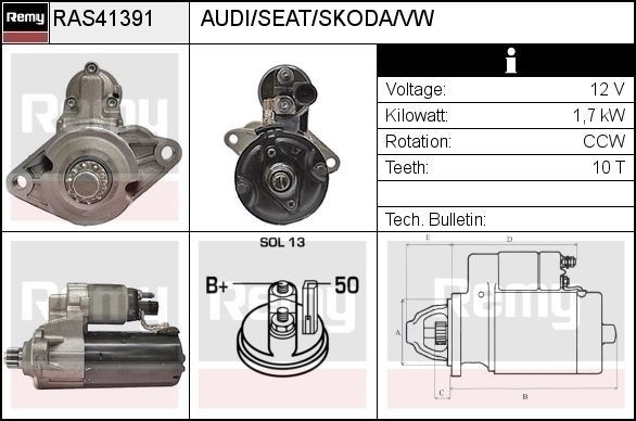 DELCO REMY Motor de arranque RAS41391 Motor de arranque DELCO REMY SHARAN RAS41391 baratos