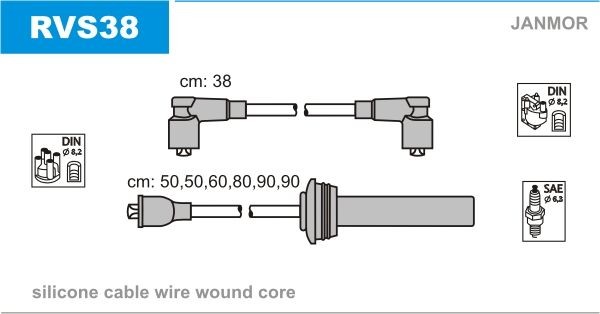JANMOR Kit cavi candele RVS38 JANMOR RVS38 Kit cavi candele Alfa Romeo STELVIO originali